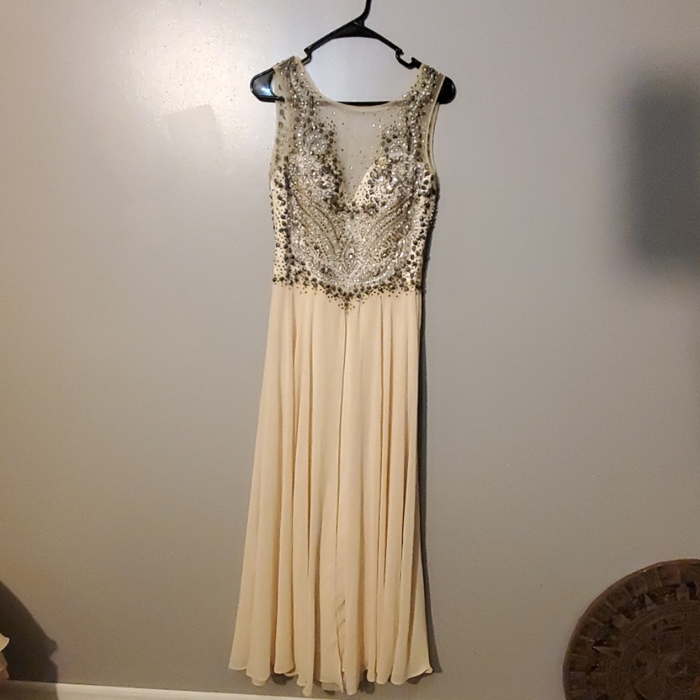 Open back sequence Champaign colored dress!